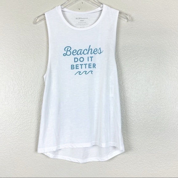 BCBGeneration Graphic Beaches Do It Better Muscle Tank Sizes M&L - Picture 7 of 9